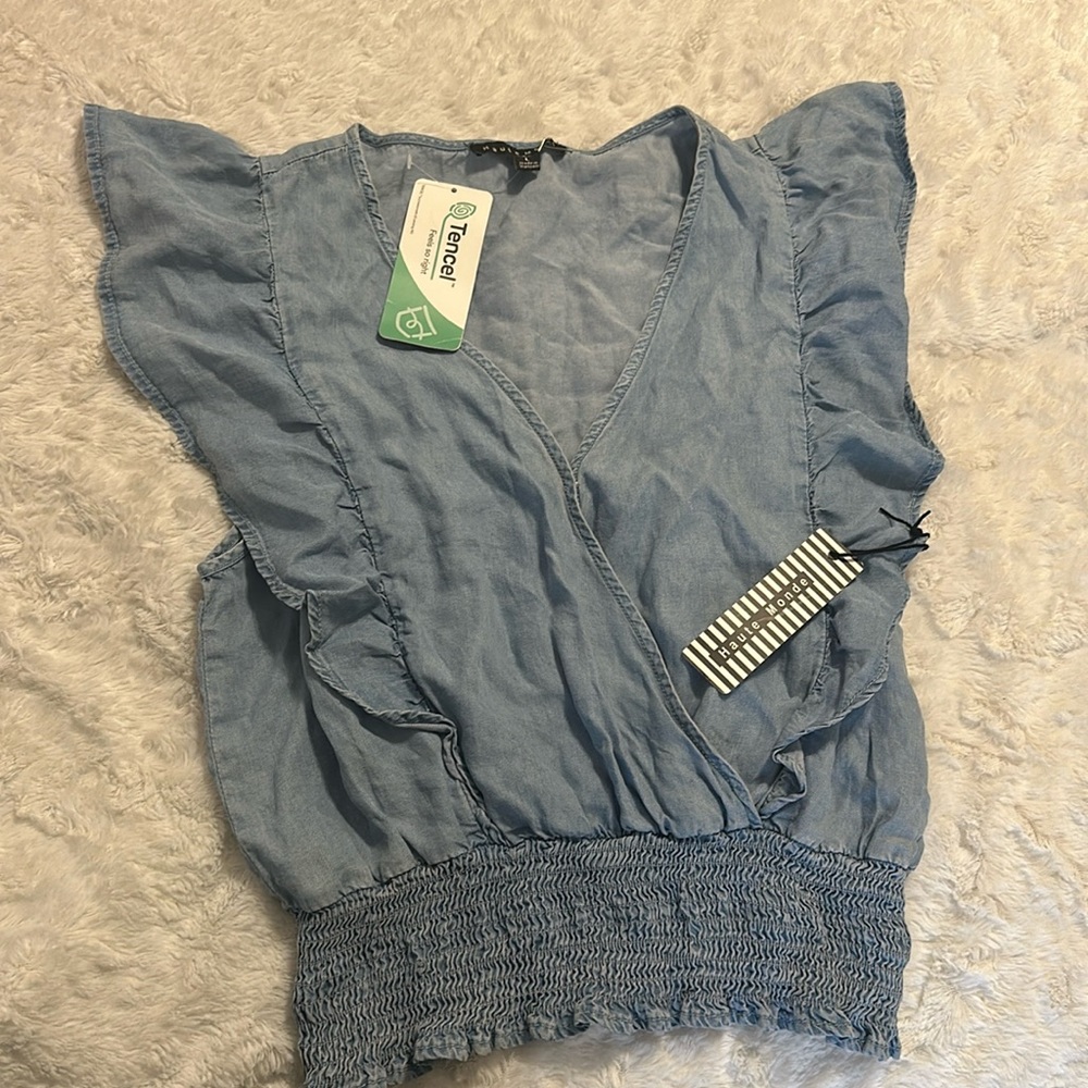 Haute monde mock denim top